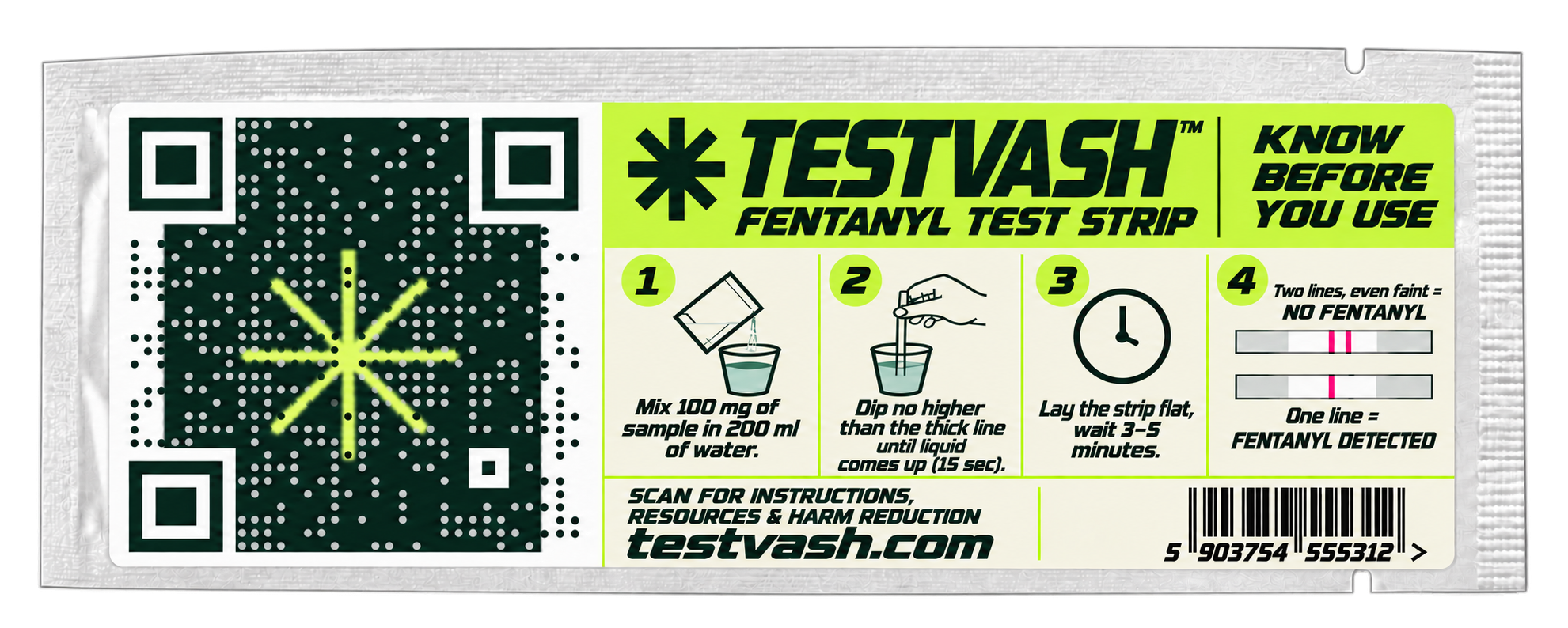 TESTVASH — индивидуална опаковка на тест лента за фентанил